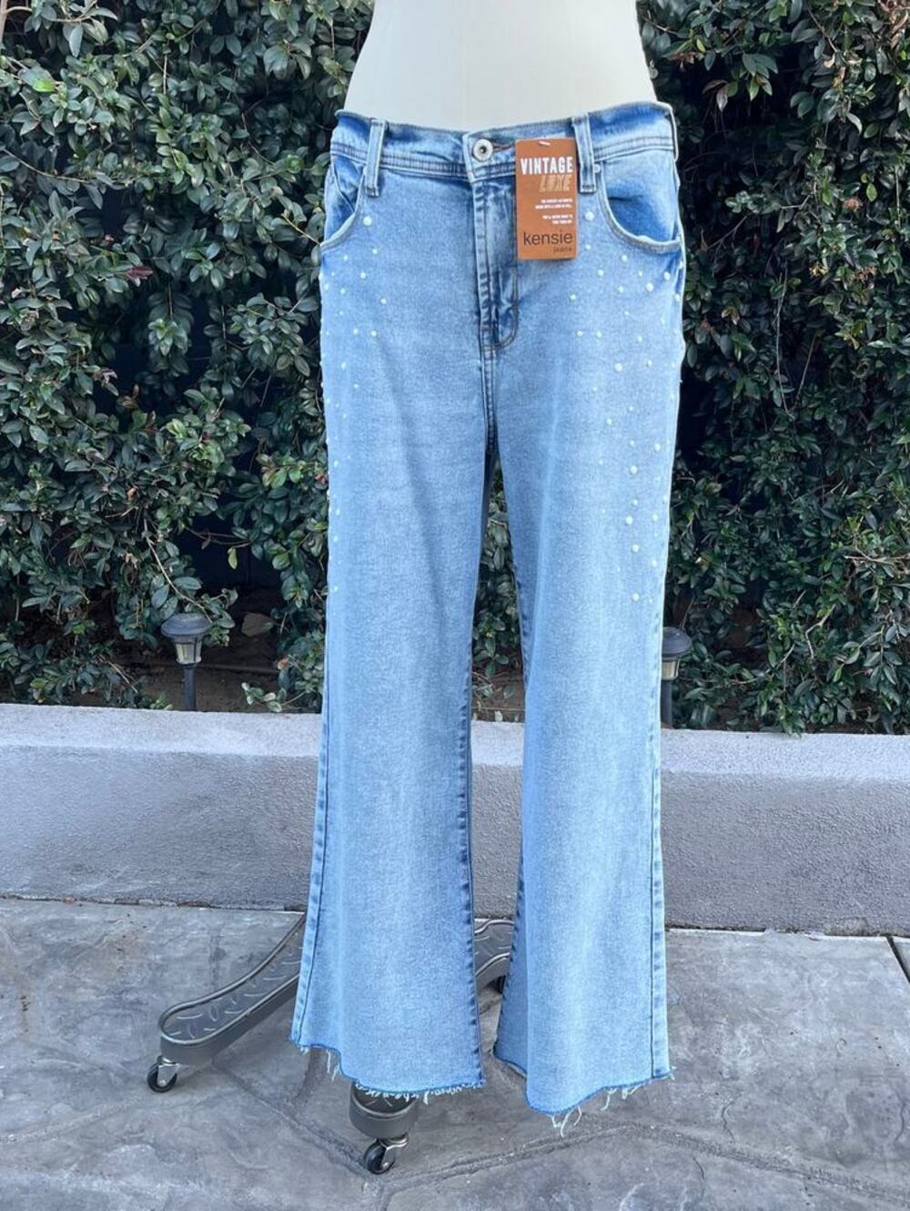 NWT Kensie Jeans The Kaya High Rise Wide Leg Light Blue Wash Pearl Denim 12/31